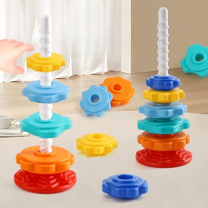 Premium Rainbow Spinning and Stacking Toy for Toddlers 1-3 Years