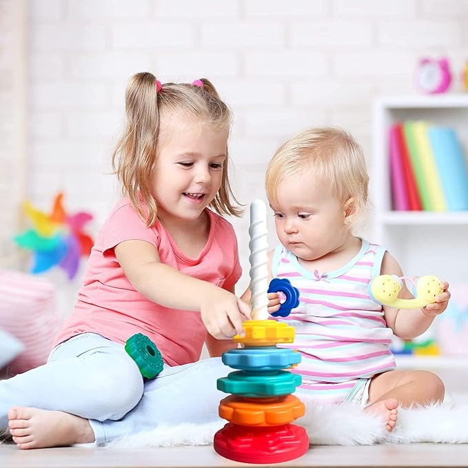 Premium Rainbow Spinning and Stacking Toy for Toddlers 1-3 Years